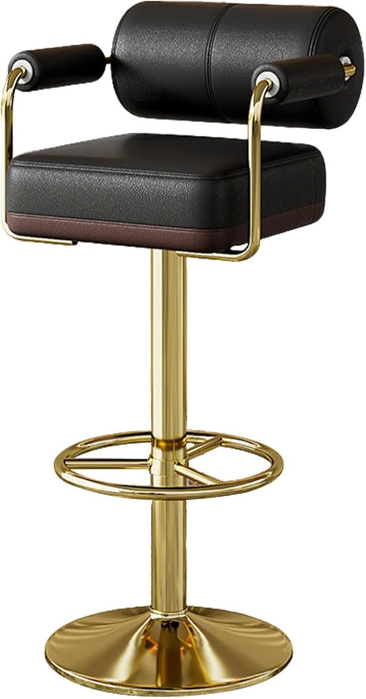 Extra Tall Bar Stools Swivel Counter Height Chair for Kitchen Island Modern Black Leather Adjustable Barstool with Arms,Black