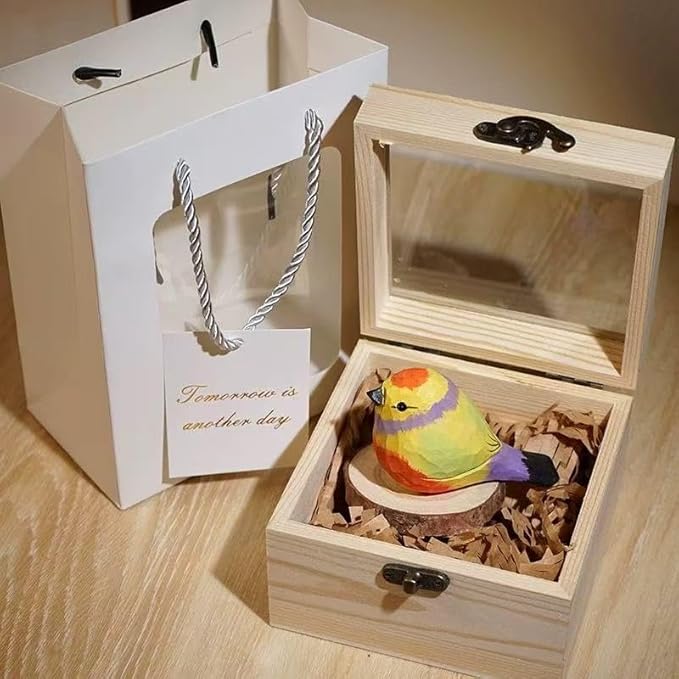 Small Handmade Leiothrix Figurines, Wooden Lovebird Sculpture Craft Set, Cute Colorful Bird Statues Home Home & Office Decor Art Collection, Ideal Gifts for Bird Lovers