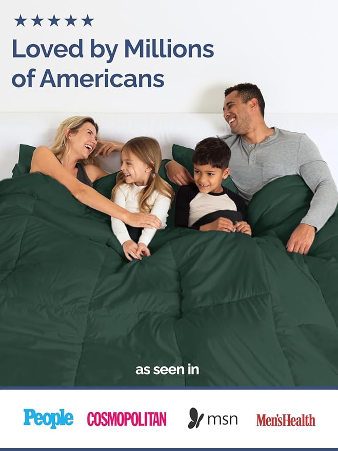 Cal King Size, Green Reversible Alternative Down Comforter - Warm Lightweight - Luxury Breathable Hotel Quality Bedding Set - All Season Fluffy Cozy Oversized Cooling Microfiber Duvet Insert Comforter