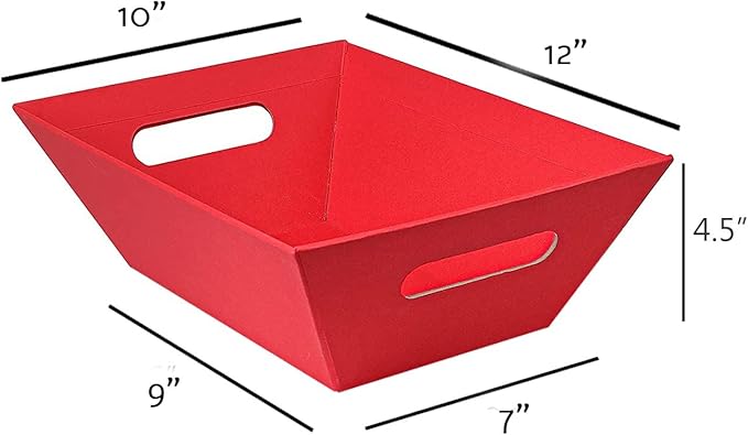 Upper Midland Products [5PK Large Red Baskets For Gifts Empty To Fill| Bulk Gift Basket Kit- 10x12' Big Basket | 5 Cellophane Bags | 5 Pack Red Pull Bows