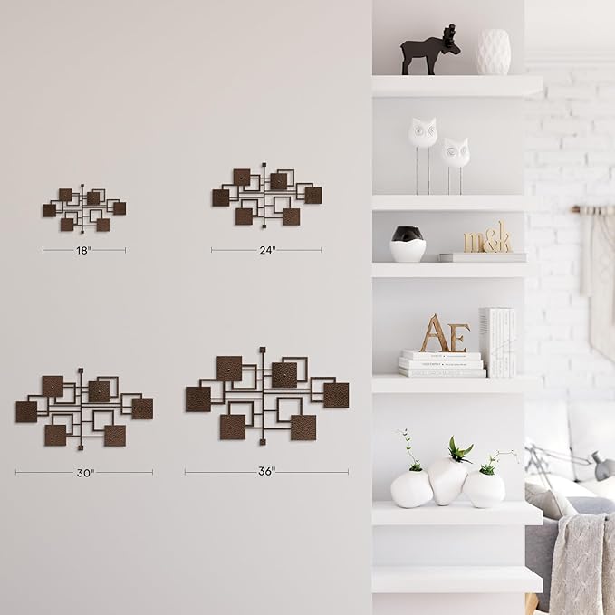 SIGNLEADER Metal Wall Decor Rectangles Geometric Minimalist Modern Luxury Wall Sculpture Hangings 3D Statue Home Decoration for Living Room, Bedroom, Bathroom, Kitchen, Fireplace, Office - 24" Bronze