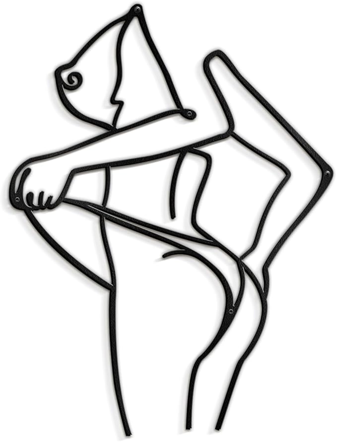 SIGNLEADER Metal Wall Art Decor Woman Body Outline Modern Abstract Wall Sculpture Hangings Home Decoration for Living Room, Bedroom, Bathroom, Kitchen, Outdoor - 18" Black