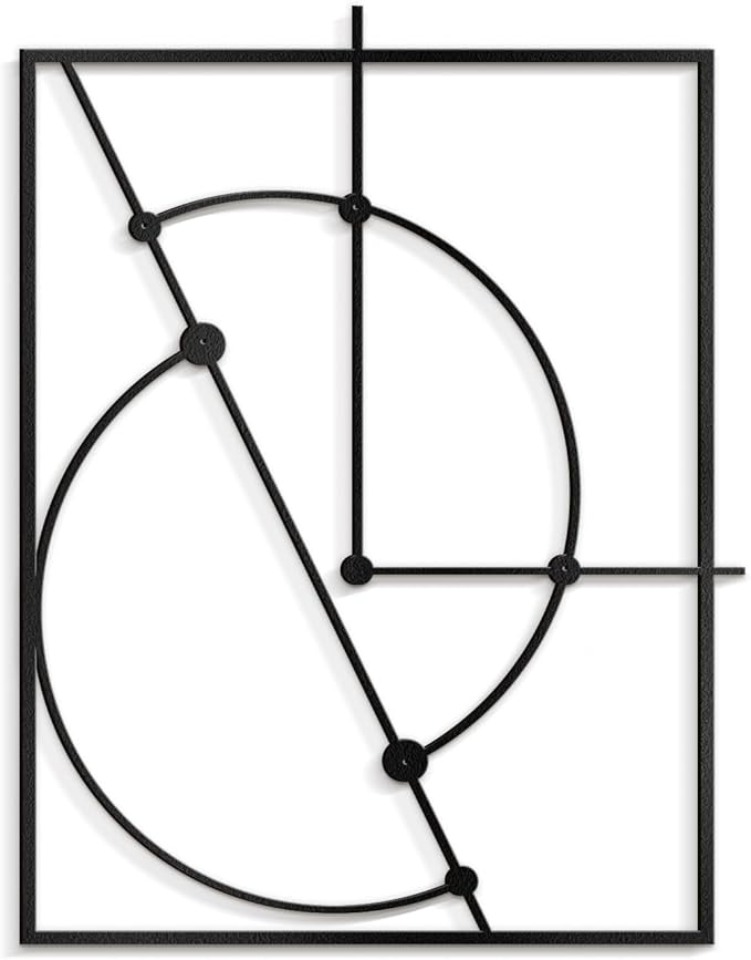 SIGNLEADER Metal Wall Decor Circles Minimalist Modern Luxury Wall Sculpture Hangings 3D Statue Home Decoration for Living Room, Bedroom, Bathroom, Kitchen, Fireplace, Office - 24" Black