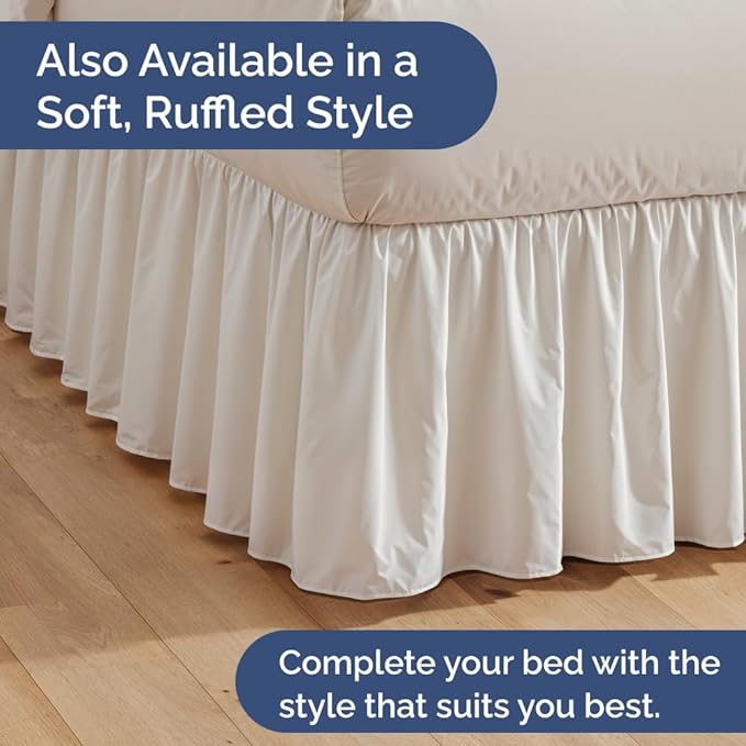 Pleated Bed Skirt Queen Size - 3 Sided Pleated Bed Skirt Queen - Ultra-Soft, Easy Fit with 15 Inch Tailored Drop - Hotel Quality, Wrinkle Free & Fade Resistant - For Women, Men, Kids and Teens - White
