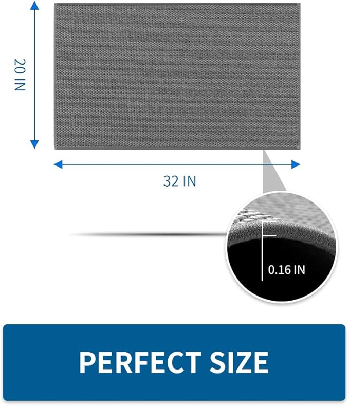 MontVoo Kitchen Rugs and Mats Non Skid Washable, Absorbent Runner Rugs for Kitchen, Front of Sink, Kitchen Mats for Floor (Dark Grey, 20"x32")