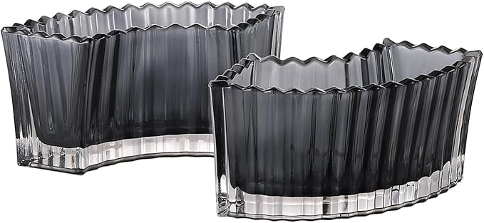 MCMCNCUIU Crystal Vases for Centerpieces, Flower Vases for Wedding Centerpieces, Black Glass Vase for Flowers, Curve Small Vase for Living Room, Bedroom, Kitchen, Dining Table, Set of 2
