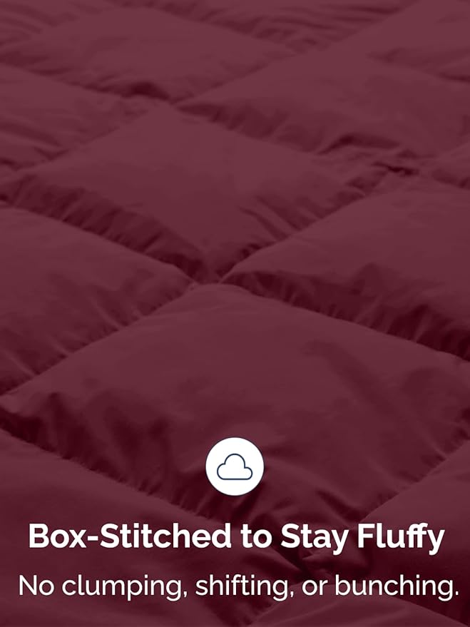 Full Size, Burgundy Alternative Down Comforter - Warm & Lightweight, Luxury and Breathable Hotel Quality Bedding Set - All Season Fluffy and Cozy Oversized Cooling Microfiber Duvet Insert Comforter