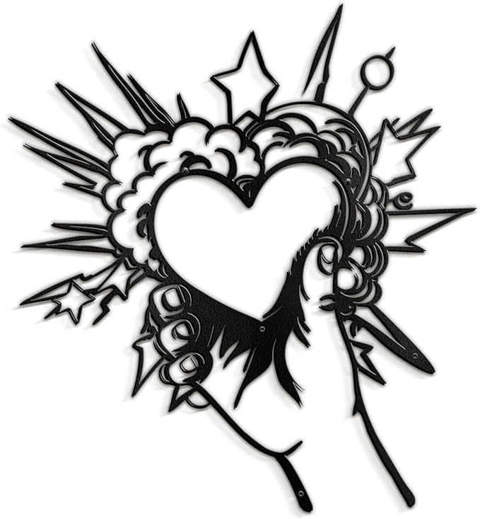 SIGNLEADER Metal Wall Art Decor I Love You Heart Modern Abstract Wall Sculpture Hangings Home Decoration for Living Room, Bedroom, Bathroom, Kitchen, Outdoor - 18" Black