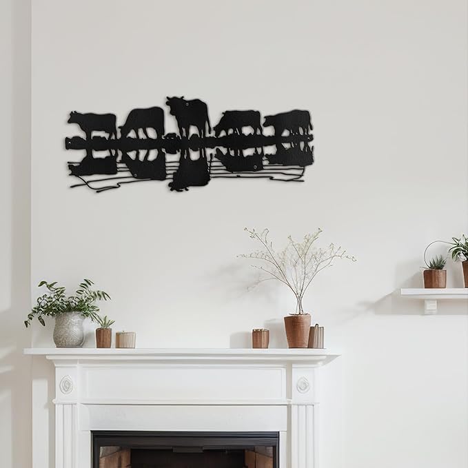 SIGNLEADER Metal Wall Art Decor Herd Minimalist Modern Abstract Wall Sculpture Hangings Home Decoration for Living Room, Bedroom, Bathroom, Kitchen, Outdoor - 18" Black