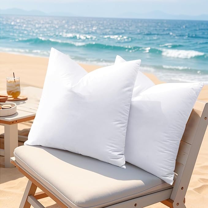 Artscope 26x26 Outdoor Pillow Inserts, Synthetic Down Waterproof Throw Pillow Inserts (Pack of 2), Decorative Outdoor Pillows for Couch Sofa Bed Patio Furniture