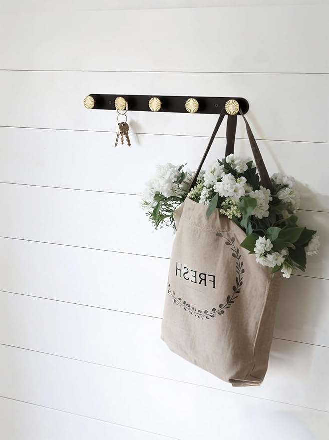 1 Pack Coat Rack Wall Mounted Gold Black Towel Hooks for Bathrooms Wall Hooks for Hanging Robe Coat Hooks Kitchen Decorative Heavy Duty Zinc Alloy
