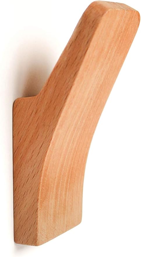 Magnifico Premium Wall Hooks - Set of 4 - Coat Hooks for Hanging Hat, Purse, Backpack, Bag, Jacket. Modern Farmhouse Decor for Wall and Practical Entryway Hooks (Beech Wood) (Rustic, 4, Count)