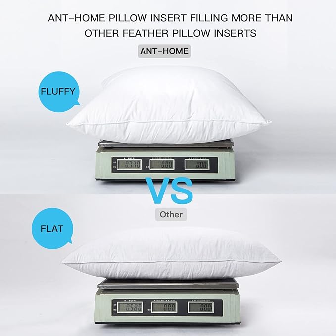 ANT-HOME 16"x26" Pillow Inserts Soft Feather Pillow Set of 1 Indoor Decorative Sofa Down Pillows Bed Pillows Couch Pillow