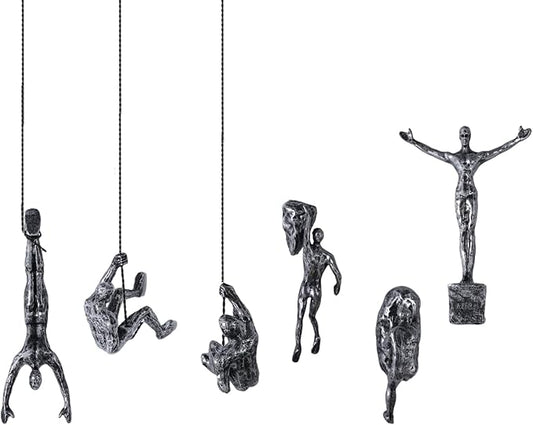 Set of 6 Climbing Men Wall Art Decor Sculpture,Nordic Modern Simplicity Decorative Wall Art, Climbing Man Sculptures,Home & Office Climber Gifts