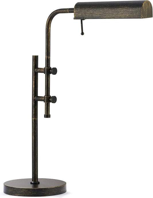 VONLUCE Rustic Desk Lamp, Adjustable Industrial Style Metal Table Lamp, 3 Color Temperatures LED Reading Lamp for Living Room Bedroom Office, Antique Black