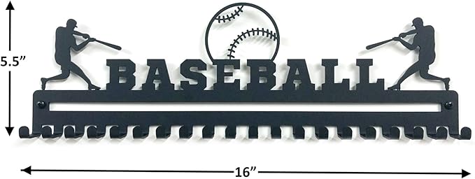 Sports Medal Hanger Display, Medal Holder Ribbon Display with Hooks, Key Holder & Award Rack for Wall, Great Gift for Kids and Adults
