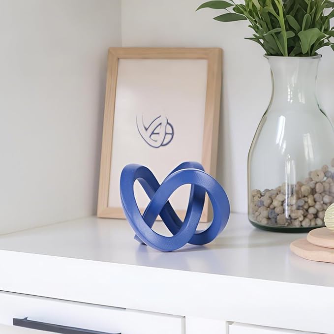 Navy Blue Knot Decor for Coffee Table Book,Chain Link Decor for Bookshelf Entry Table TV Stand,Knot Sculpture for Home Living Room,Accent Decoracions para sala,adornos para sala Modernos