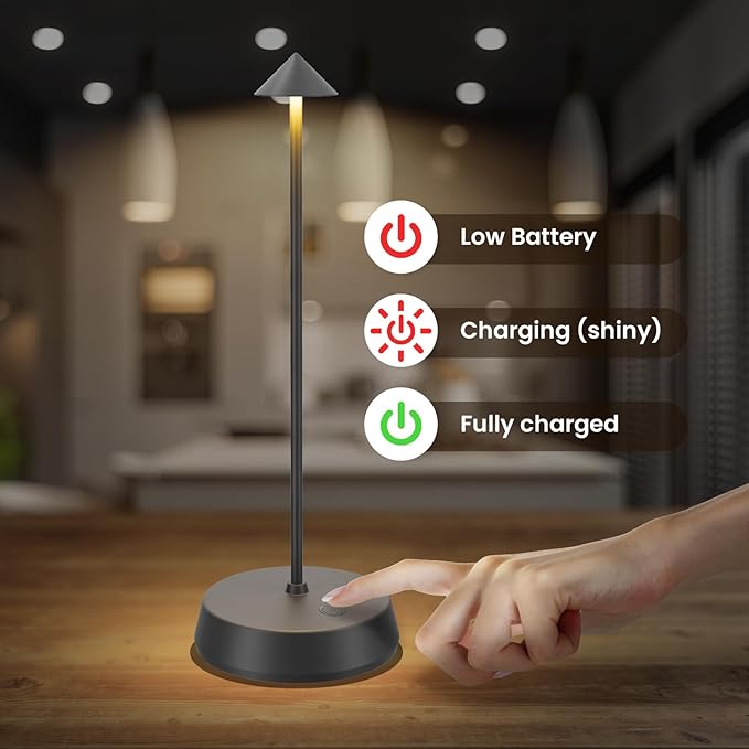 Cordless Table Lamps Rechargeable, 6000mAh LED Battery Operated Desk Lamp, Portable Outdoor Waterproof Touch Stepless Dimmable Wireless Table Light for Dining Restaurant Home Patio (Grey-2PC)