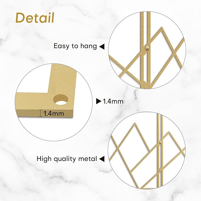 SIGNLEADER Metal Wall Decor Triangle Mountains Line Minimalist Modern Luxury Wall Sculpture Hangings 3D Statue Home Decoration for Living Room, Bedroom, Bathroom, Kitchen, Fireplace, Office - 24" Gold