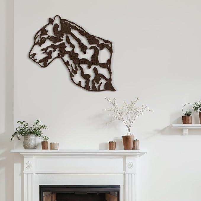 SIGNLEADER Metal Wall Art Decor Leopard Minimalist Modern Abstract Wall Sculpture Hangings Home Decoration for Living Room, Bedroom, Bathroom, Kitchen, Outdoor - 18" Bronze