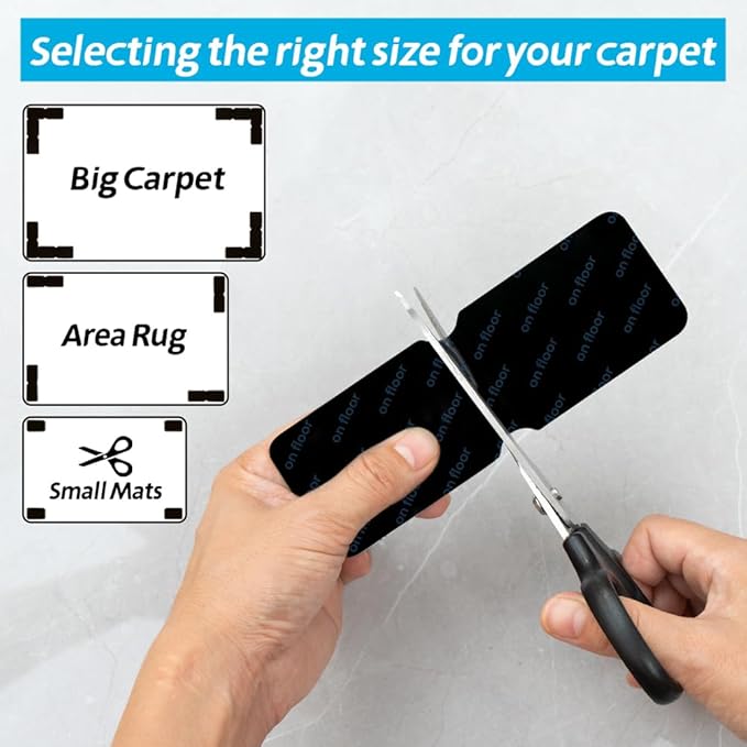 Avotik Rug Gripper for Hardwood Floors: 12 PCS No Damage Rug Tape - Anti Slip Rug Grips for Area Rugs – Secure Carpet Tape for Wood Floors, Safe & Strong Hold