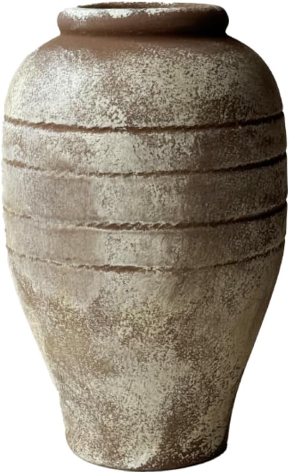 Antique Ceramic Flower Vase for Living Room Bedroom 9.06'' Farmhouse Decor for Bouquet Fake Plant Home Decor Office Table Shelf Fireplace Centerpieces Rustic Retro Vintage Classic Modern