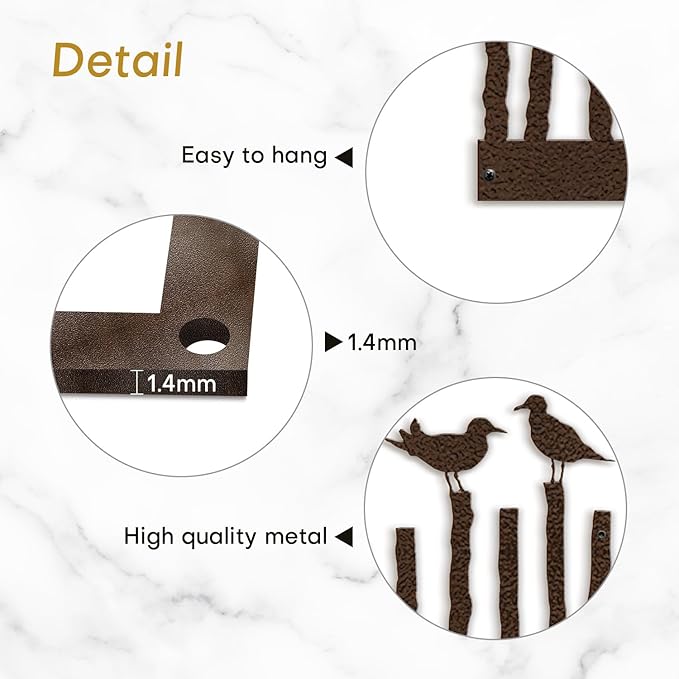 SIGNLEADER Metal Wall Art Decor Birds on a Fence Minimalist Modern Abstract Wall Sculpture Hangings Home Decoration for Living Room, Bedroom, Bathroom, Kitchen, Outdoor - 18" Bronze