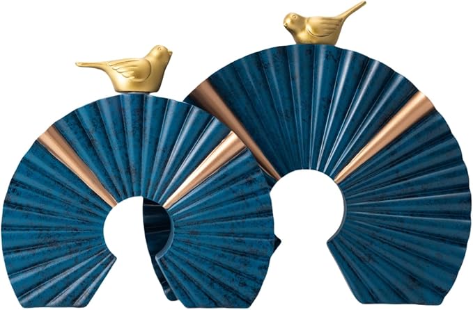 Minimalist Round Statue Above Cabinet Decor Kitchen, Modern Decorative Sculpture Home Decorations for Living Room Coffee Table, Office Decor Items, Center Pieces Decoration (Blue Gold)