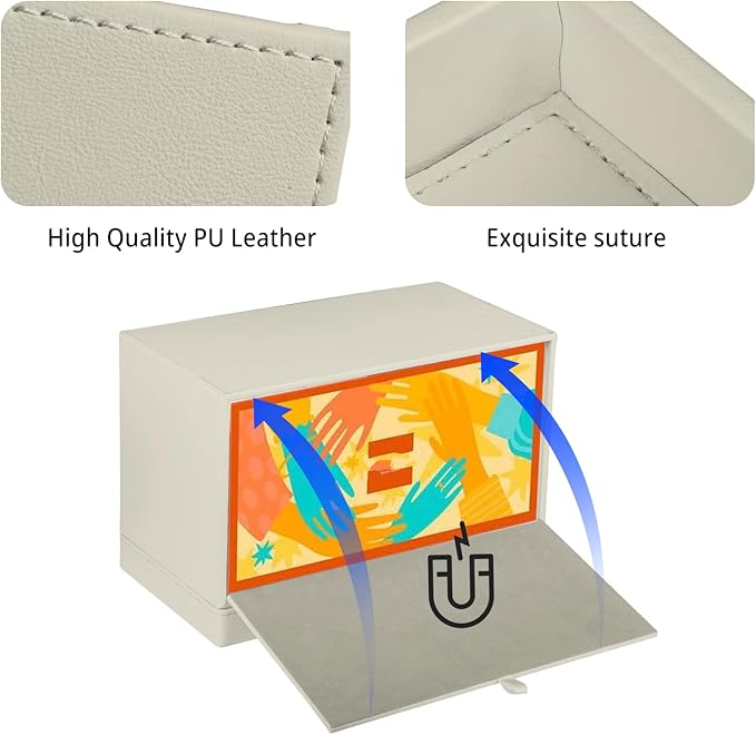 PU Leather Tissue Box Cover Rectangle with Detachable Storage Tray,Fits 230-Count Box Tall Rectangular,Modern Decorative Tissue Box Holder/Organizer for Bathroom,Bedroom Dresser,Night Stand