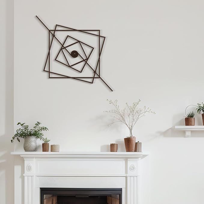 SIGNLEADER Metal Wall Decor Geometric Abstract Minimalist Modern Luxury Wall Sculpture Hangings 3D Statue Home Decoration for Living Room, Bedroom, Bathroom, Kitchen, Fireplace, Office - 24" Bronze