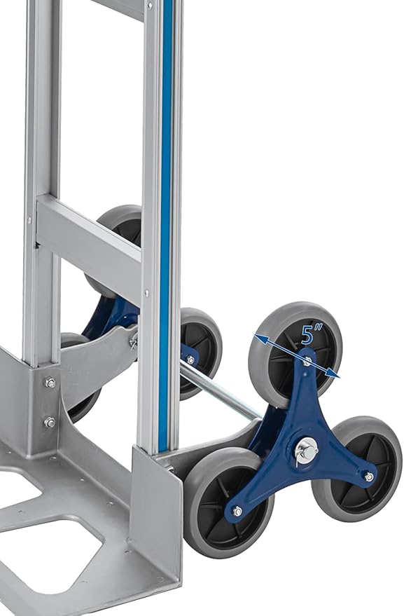 Aluminum Stair Climber Hand Truck 18 x 7.5 Inch Nose Plate Stair Climbing Hand Truck 6 Wheels Hand Truck Dolly