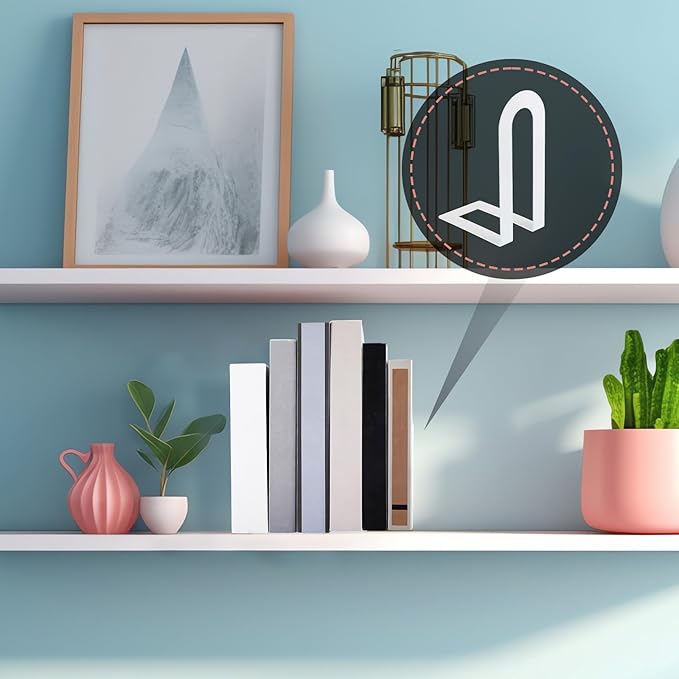 Chunful 6 Pcs Modern Metal Book Ends for Shelves Decorative Small Bookends Book Shelf Organizer Minimalist Design Stopper to Hold Books for Home Office (5.5 * 3.75 * 2.25inch,White)