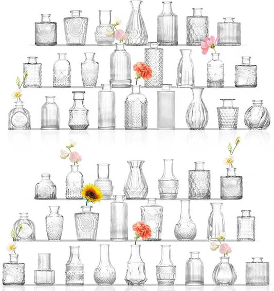 Glass Bud Vases Set of 48, Clear Small Vases for Centerpieces, Small Glass Vase for Flowers, Vintage Bud Vase in Bulk for Wedding, Party, Events, Reception, Home Decor