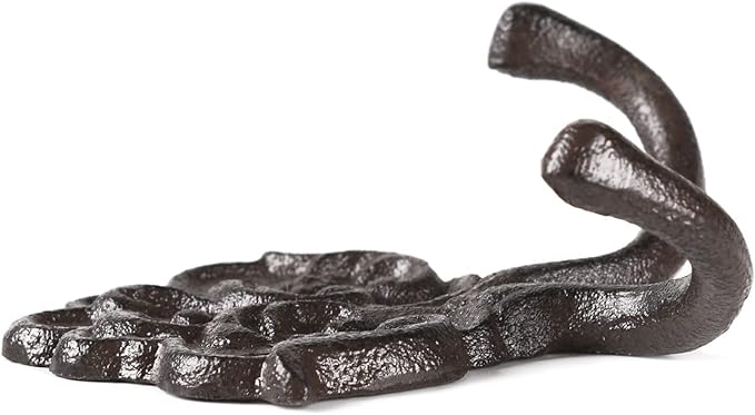 BRASSTAR Cast Iron Simple Floral Decoration Double Hook Hanging for Coats, Bags, Hats, Towels, Keys, Rustic Retro Home Art Decor TQGJPT442