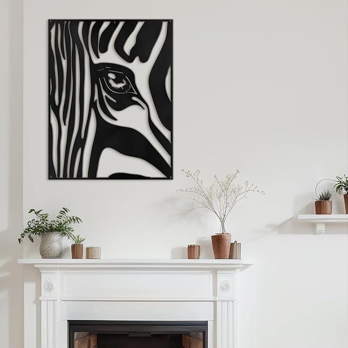 SIGNLEADER Metal Wall Art Decor Zebra with Tears in Eyes Minimalist Modern Abstract Wall Sculpture Hangings Home Decoration for Living Room, Bedroom, Bathroom, Kitchen, Outdoor - 18" Black
