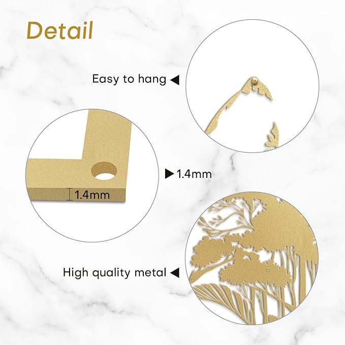 SIGNLEADER Metal Wall Art Decor Plant Leaf Minimalist Modern Abstract Wall Sculpture Hangings Home Decoration for Living Room, Bedroom, Bathroom, Kitchen, Outdoor - 18" Gold