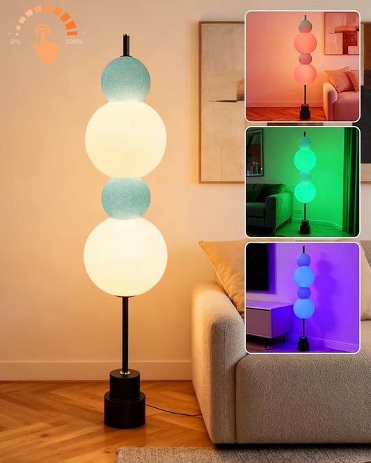 ACOHOOK Blue Globe Floor Lamp -RGB& 3000K Dimmable LED Dimmable LED, Touch Switch, Modern Tall Standing Lamp for Bedroom, Living Room, Home Office