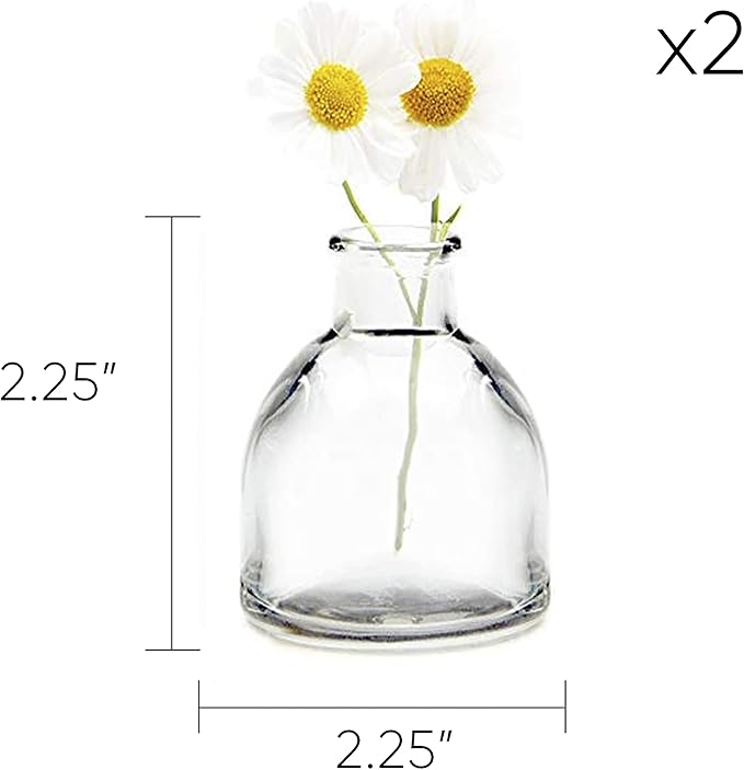 CHIVE ‘Loft’ Small Mini Flower Vases - Clear Glass Bud Vases, Set of 10 - Cute Vintage Rustic Centerpieces for Wedding, Events & Home - Premium Quality, Designed to Last