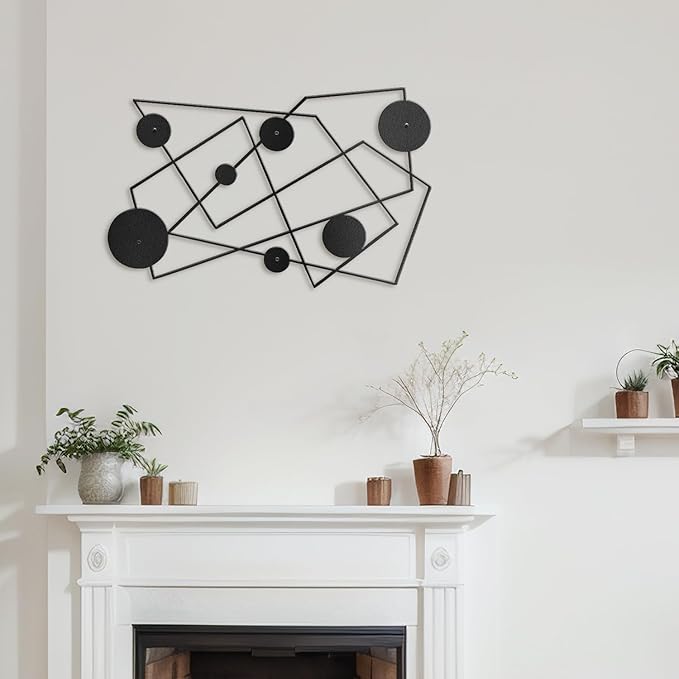SIGNLEADER Metal Wall Decor Picasso Lines Geometric Minimalist Modern Luxury Wall Sculpture Hangings 3D Statue Home Decoration for Living Room, Bedroom, Bathroom, Kitchen, Fireplace, Office - 24" Black