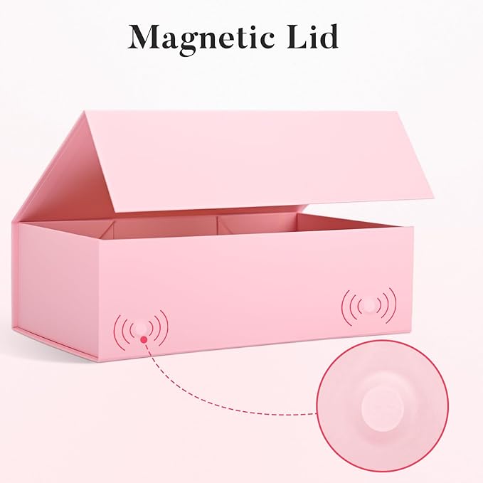LIFELUM Pink Gift Box 13.85'' x 8.35'' x 4.45'' Gift for Valentines Large Gifts Boxes for Presents Birthday Magnetic Box for Gifts with Luxury Filler,Card, Ribbon,Sticker 1 Pack