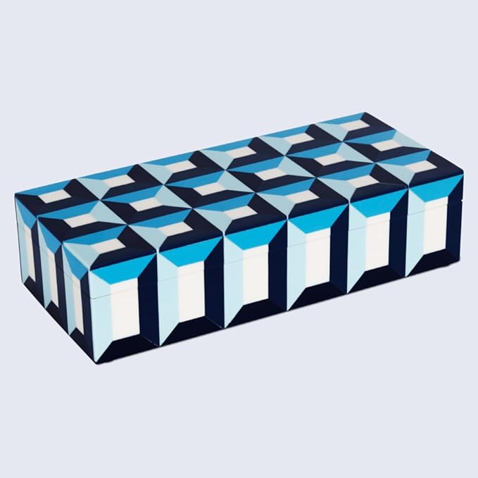 Handicrafts Home Decorative Storage Box 10x4.5 – Remote Control Holder, Jewelry Organizer, Modern Decorative Box with Lid, Boho Chic Home Décor Accent, Vintage Memory Box for Living Room Shelf Décor