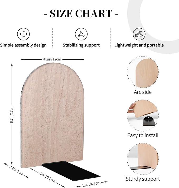 Paris Eiffel Tower Wood Bookends Stands Decorative Non-Slip Book Organizers for Home Office Desk Library School Study 1 Pair