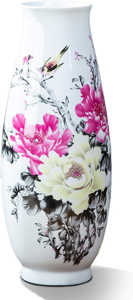 MTME Porcelain Figurines, Jingdezhen Decorative Flower vase, Inserting Sr. Home Decor, Wedding Gifts, Aesthetic Sculpture Home décor (Peony)