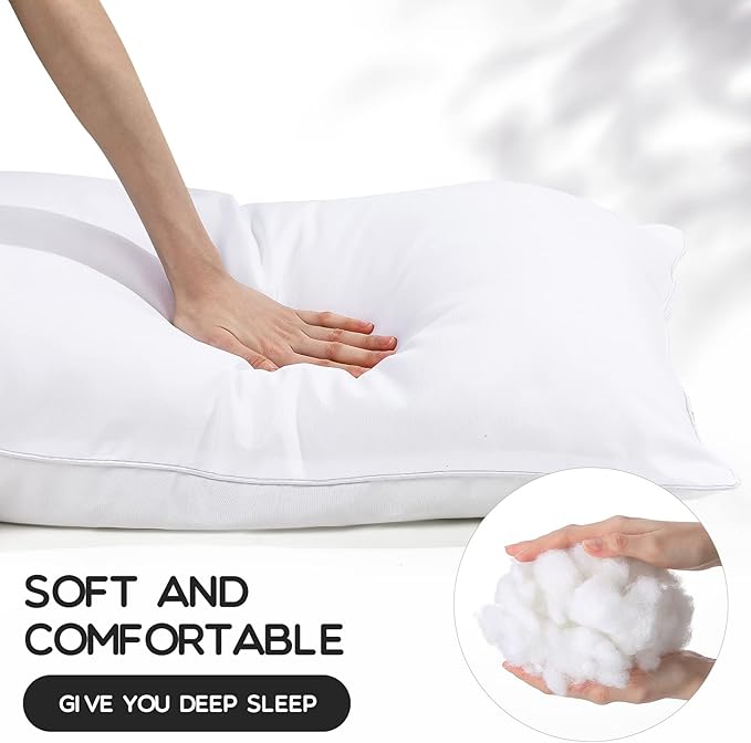 Macarrie 12 Pcs Queen Size Pillows for Sleeping Standard Size Inserts Hotel Bed Pillows Bulk for Stomach Back and Side Sleepers Machine Washable (20 x 26 Inches)