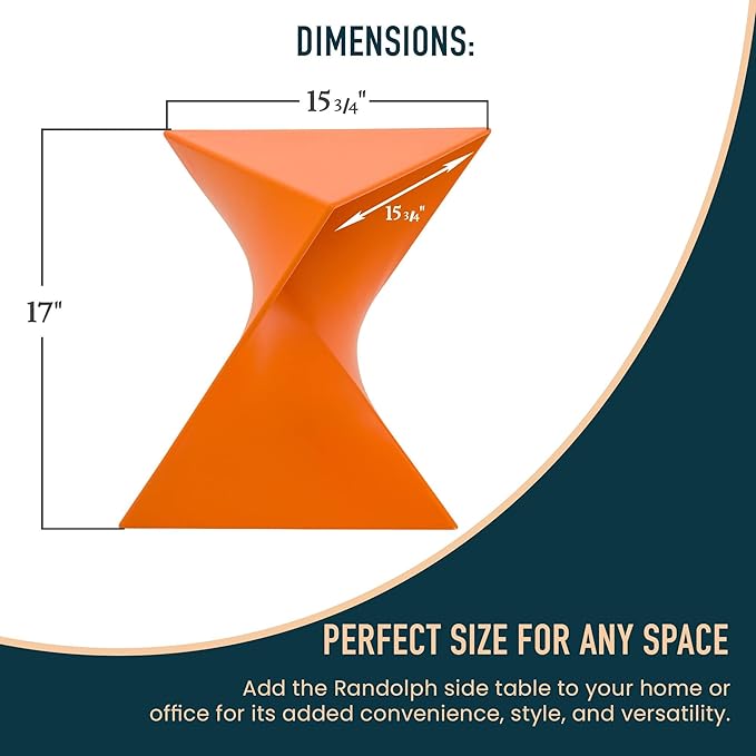 LeisureMod Randolph Modern Vanity Side Table, Orange