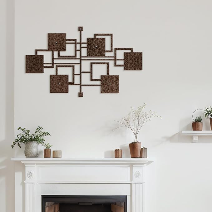 SIGNLEADER Metal Wall Decor Rectangles Geometric Minimalist Modern Luxury Wall Sculpture Hangings 3D Statue Home Decoration for Living Room, Bedroom, Bathroom, Kitchen, Fireplace, Office - 18" Bronze