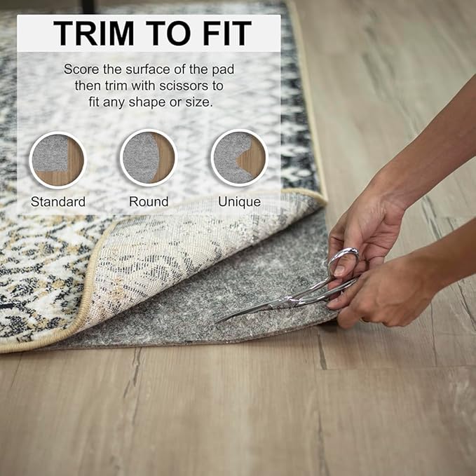 Mohawk Home 3' x 12' Non Slip Grip Rug Pad 3/8" Thick Dual Surface Felt Cushion + Rubber Gripper - Safe for All Floors