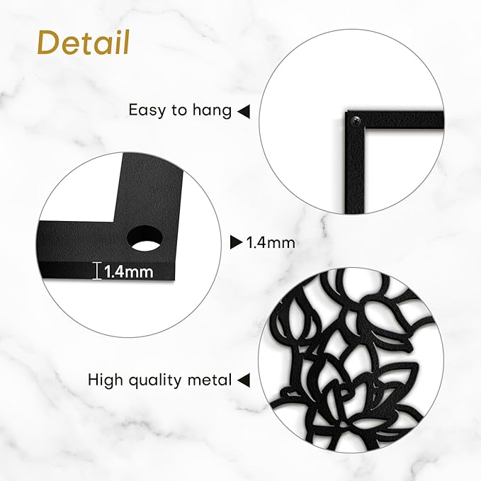 SIGNLEADER Metal Wall Art Decor Flowers Head Woman Modern Abstract Wall Sculpture Hangings Home Decoration for Living Room, Bedroom, Bathroom, Kitchen, Outdoor - 18" Black