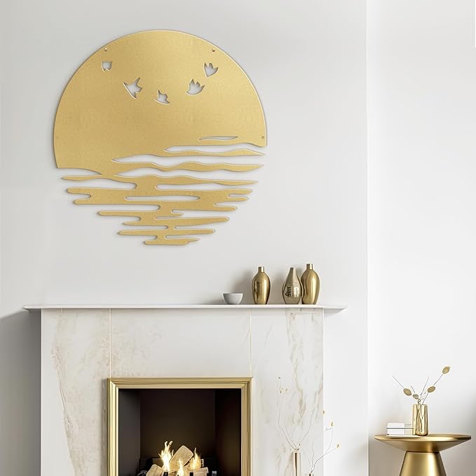 SIGNLEADER Metal Wall Art Decor Birds Minimalist Modern Abstract Wall Sculpture Hangings Home Decoration for Living Room, Bedroom, Bathroom, Kitchen, Outdoor - 18" Gold