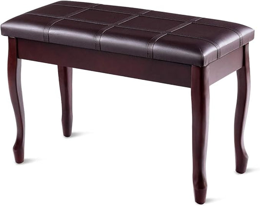 Giantex Duet Piano Bench with Storage, Keyboard Bench with Padded Cushion, Solid Wood Legs, Storage Compartment for Music Books, Comfortable PU Leather Piano Stool, 360 LBS Load Capacity